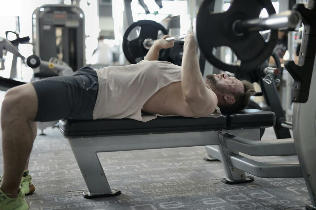 man doing the bench press